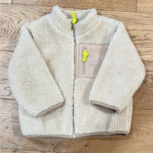 Cozy Sherpa Jacket with Neon Accent